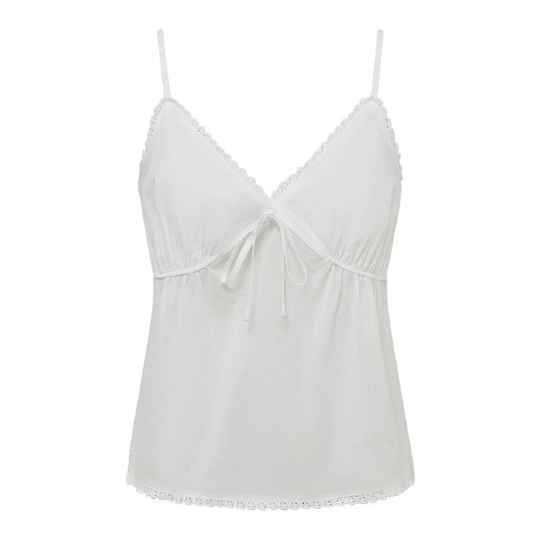 H&H Women's Cotton Babydoll Cami, White, hi-res
