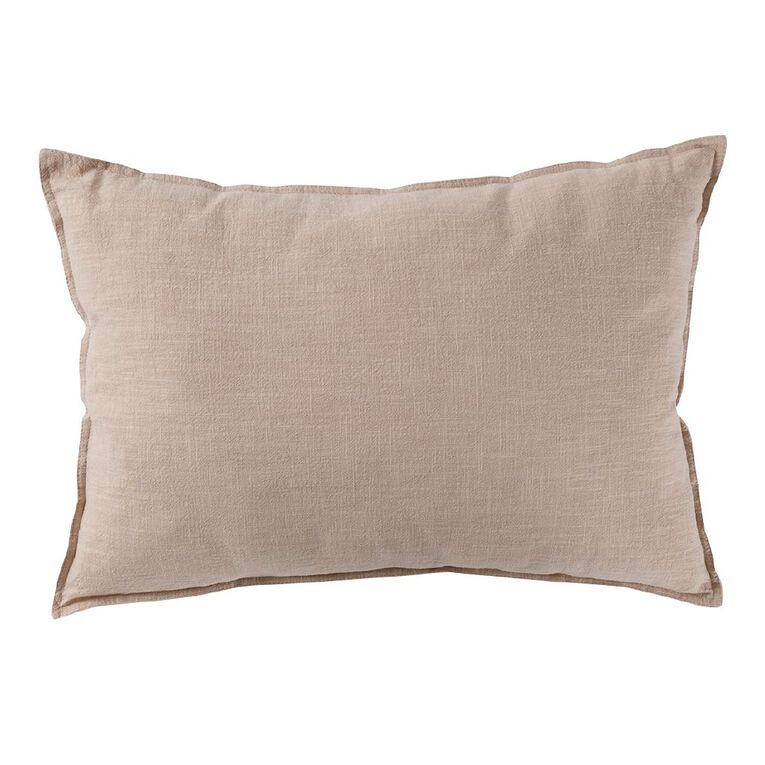Living & Co Cushion Linen Rich Lumbar Natural 40cm x 60cm, , hi-res