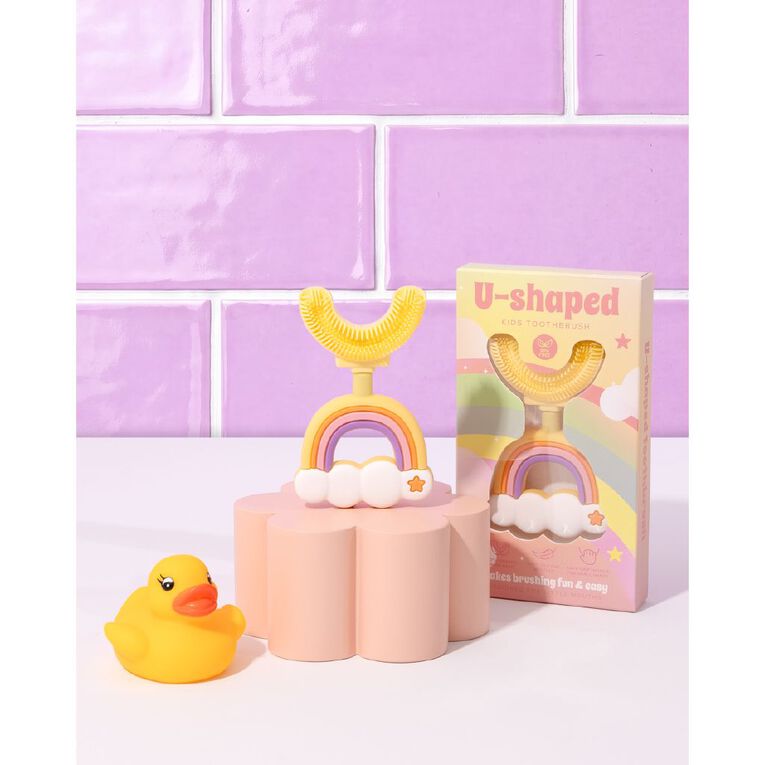 U Shaped Kids Toothbrush Yellow, , hi-res