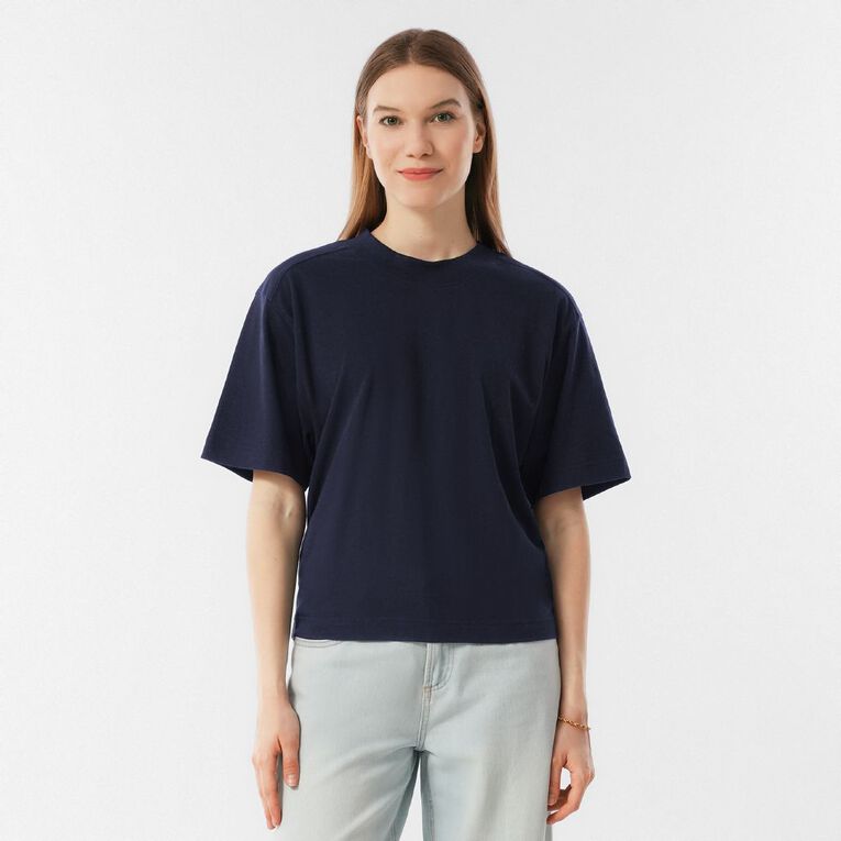H&H Women's Short Sleeve Smart Tee, Navy, hi-res