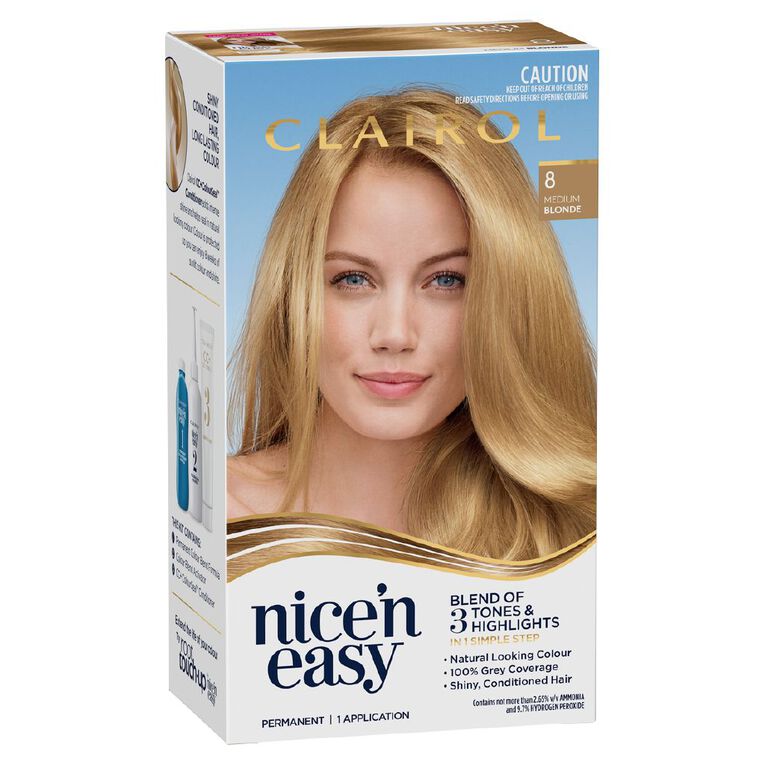 Clairol Nice N Easy Permanent Hair Colour Medium Blonde 8, , hi-res