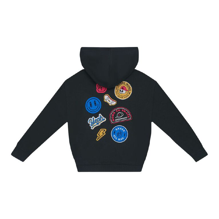 Young Original Print Pullover Pocket Hoodie, Black, hi-res