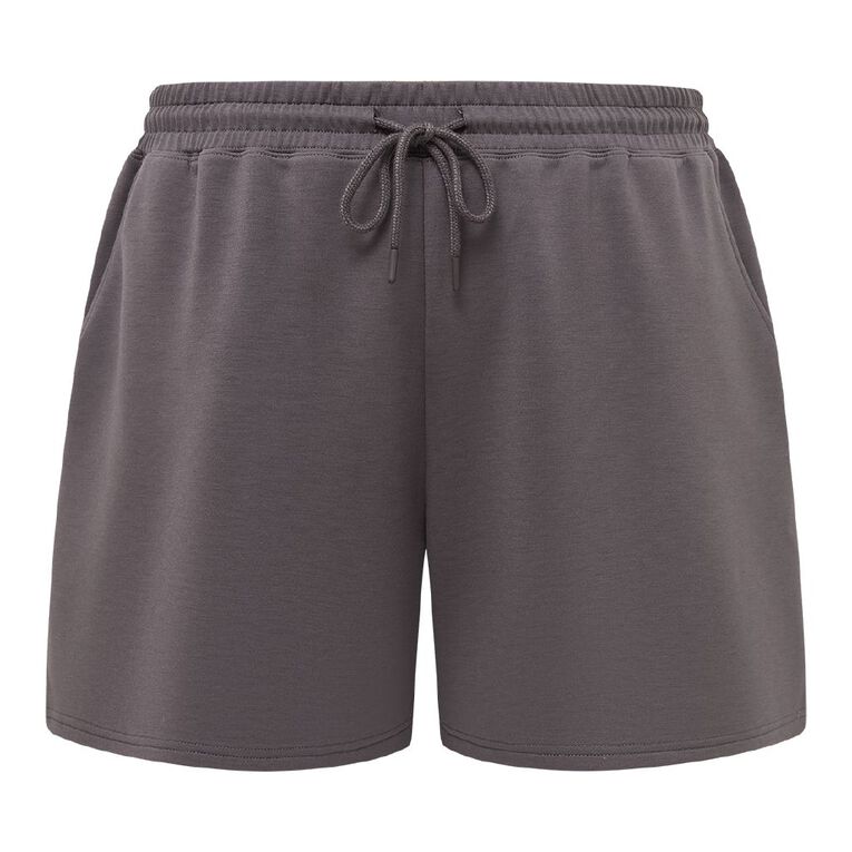 H&H Curve Women's Interlock Sweat Shorts, Grey Dark, hi-res