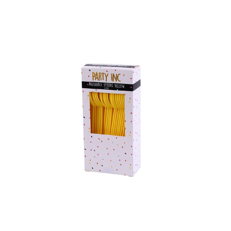 Party Inc Reuseable Spoons Yellow 20 Pack, , hi-res