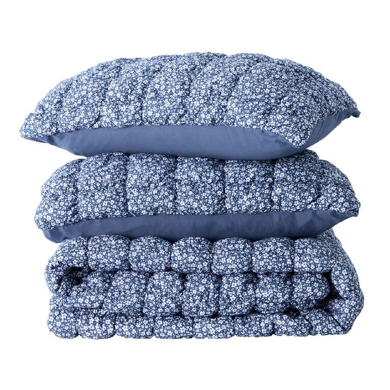 Living & Co 3 Piece Comforter Set Bubble Blue Queen, Blue, hi-res