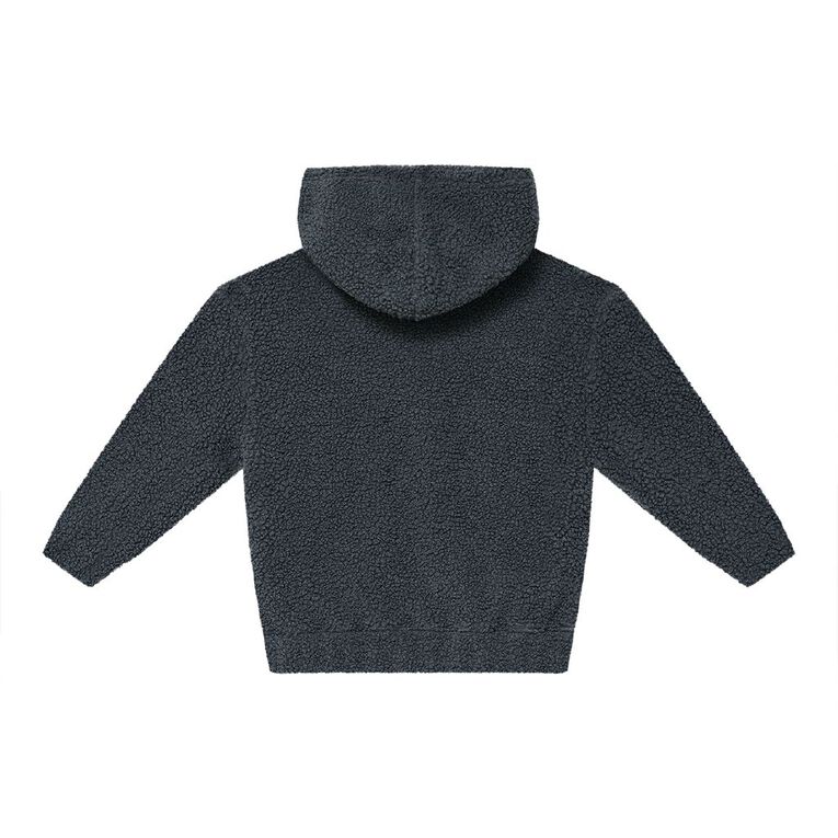 Young Original Relaxed Zip-Thru Sherpa Hoodie, Grey Dark, hi-res