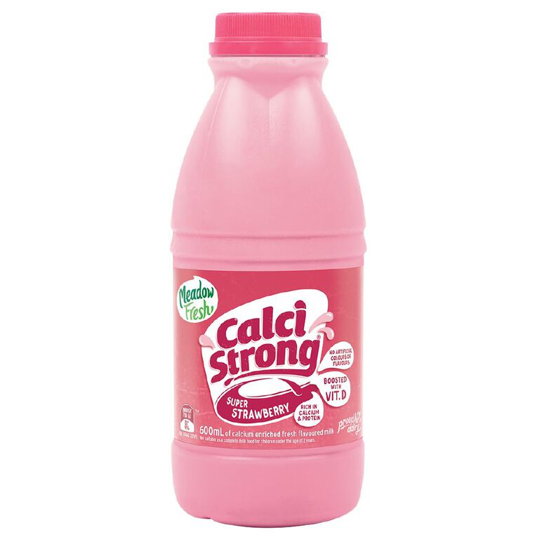 Meadow Fresh Calci Strong Strawberry Fresh Flavoured Milk 600ml The Warehouse