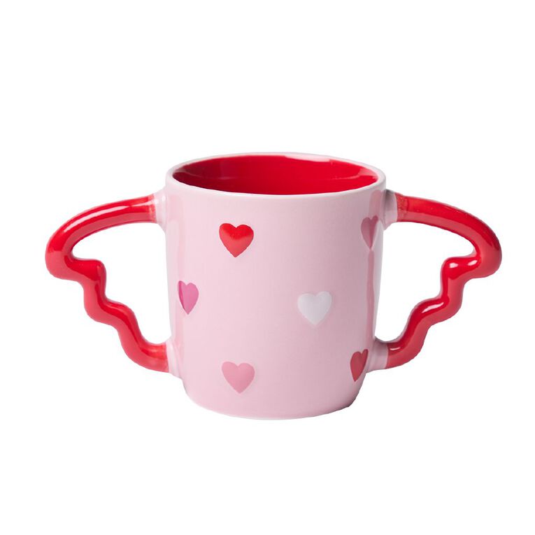 Living & Co Winged Hearts Novelty Mug Pink, , hi-res