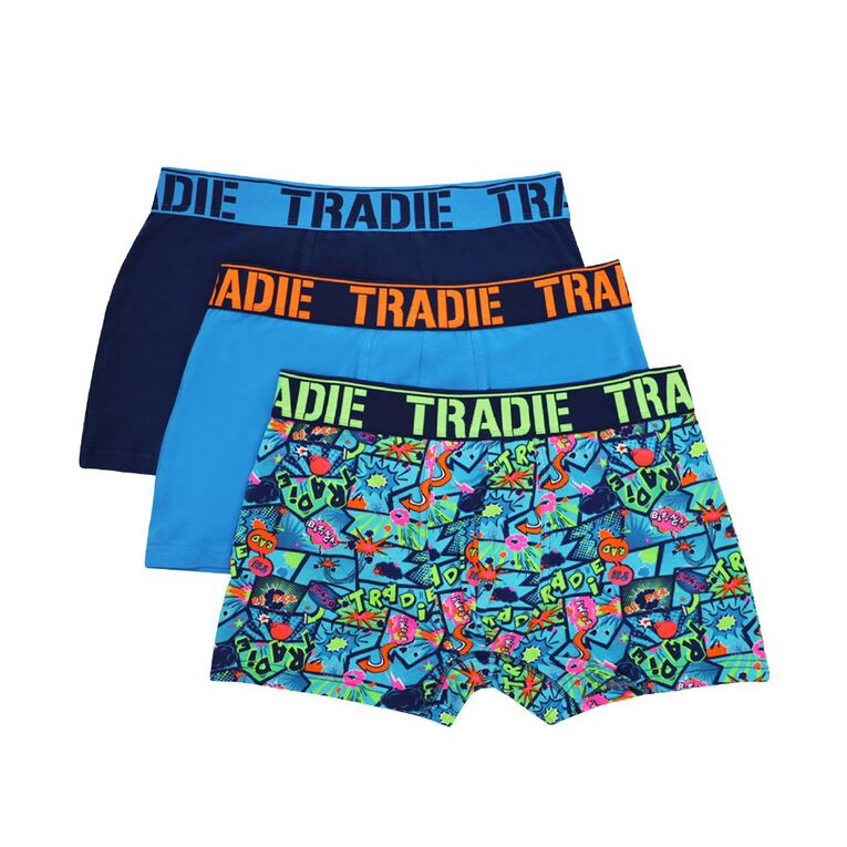 Tradie Men's Trunks 3 Pack, Blue Light, hi-res