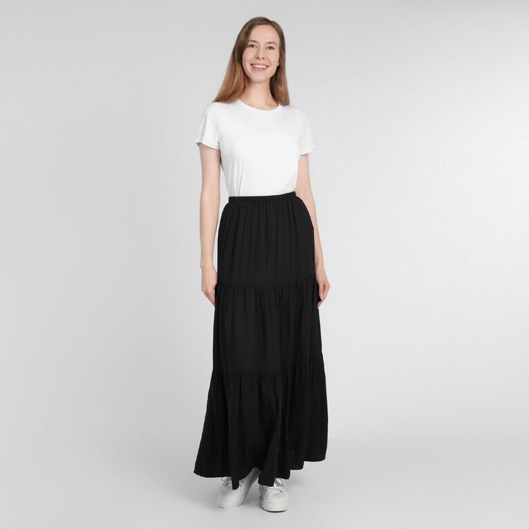 H&H Women's Boho Maxi Skirt, Black, hi-res