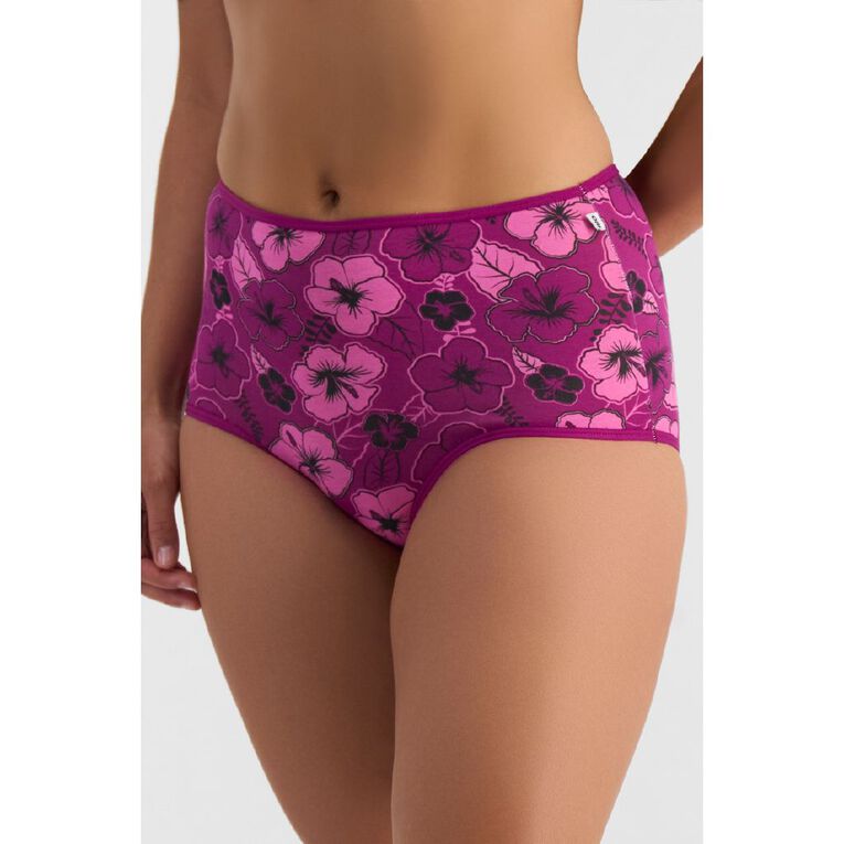 Rio Women's Full Briefs 5 Pack, Black/Pink, hi-res