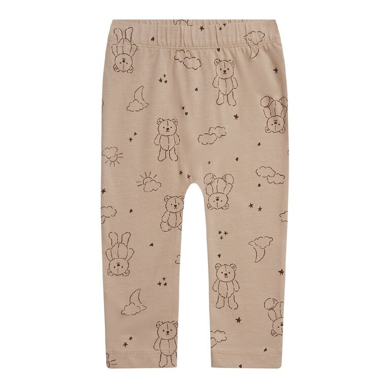 Young Original Babies' Print Leggings 3 Pack, Brown Light TEDDY, hi-res