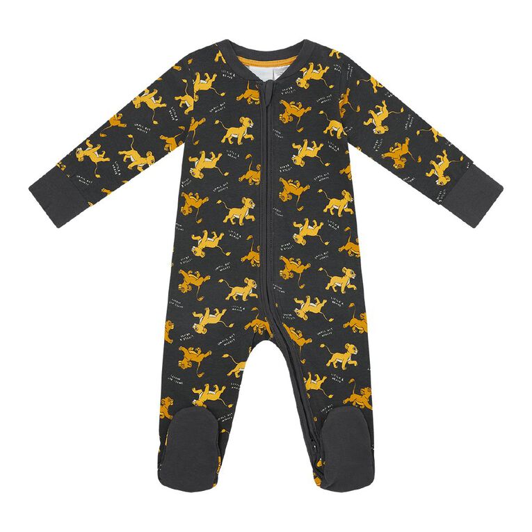 The Lion King Babys' Long Sleeve Sleepsuit, Grey Dark, hi-res