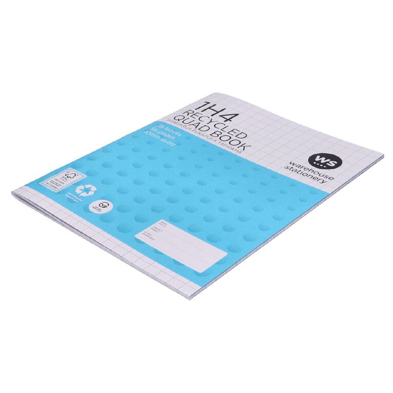 WS Exercise Book 1H4 10mm Quad 28 Leaf Blue, , hi-res
