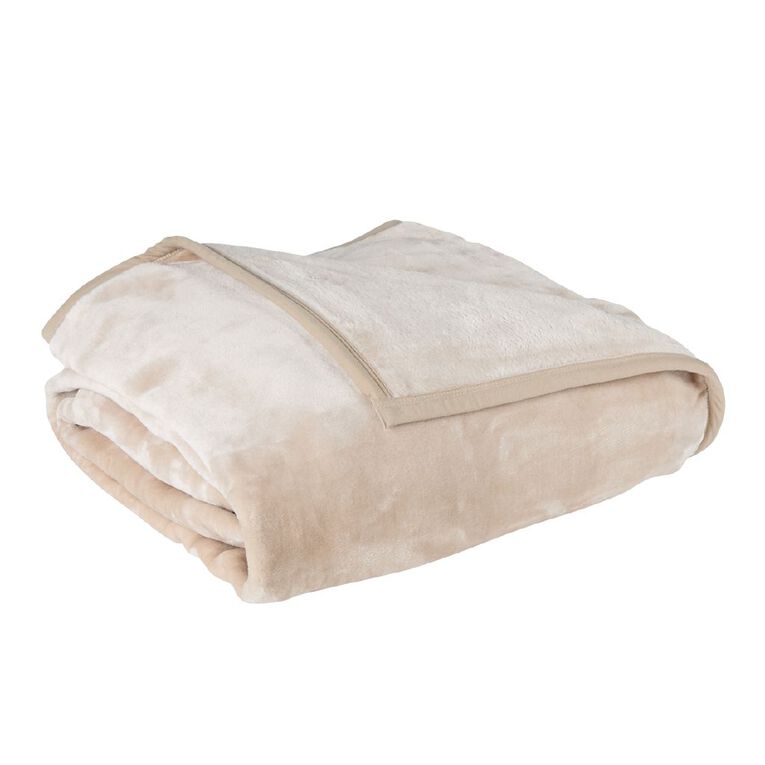Living & Co 580gsm Mink Feel Blanket Natural King, , hi-res