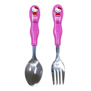 Hello Kitty Stainless Steel Cutlery Set 2 Piece Pink Dark