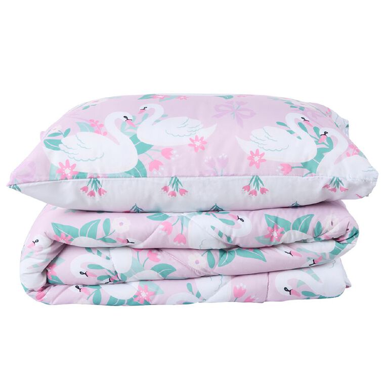 Living & Co Kids Microfibre Comforter Set Swans King Single, , hi-res