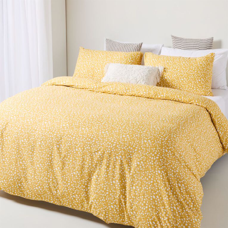 Living & Co Microfibre Duvet Cover Set Eden Yellow Queen, , hi-res