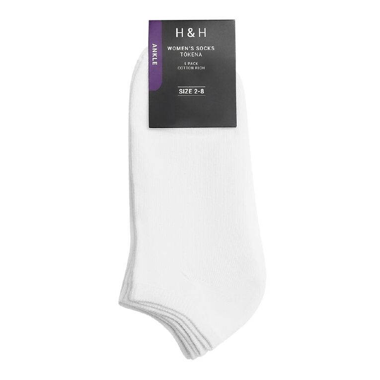 H&H Liner Socks 5 Pack, White, hi-res