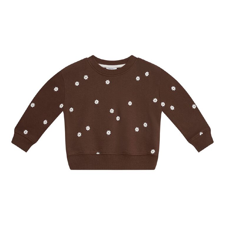 Young Original Toddler Girls' Printed Sweatshirt, Brown Dark, hi-res