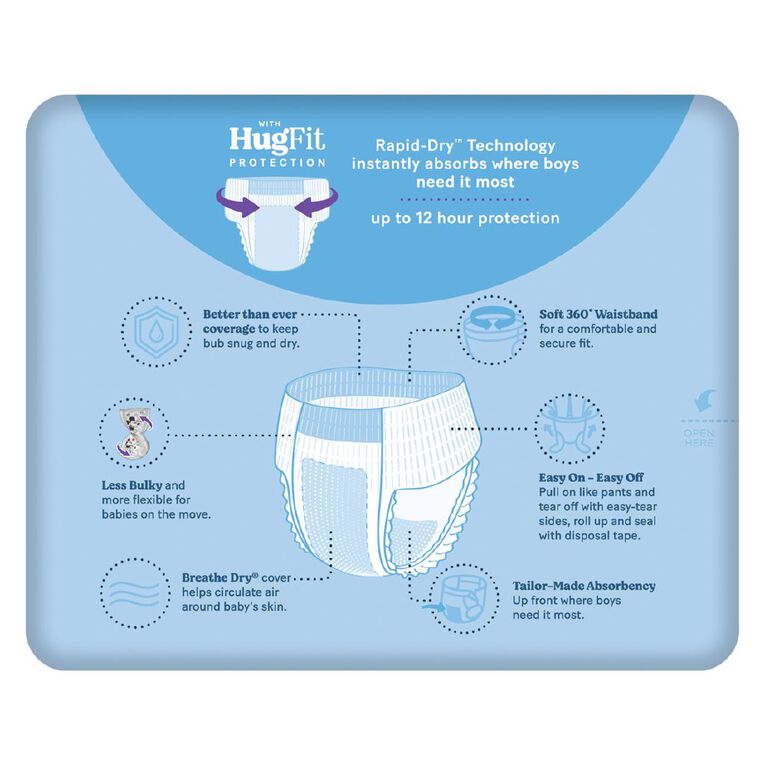 Huggies Ultra Dry Nappy Pants Toddler Boys' Size 4 9-14kg 15 Pack, , hi-res