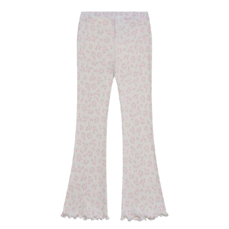 Young Original Toddler Rib Printed Flare Leggings, Cream, hi-res