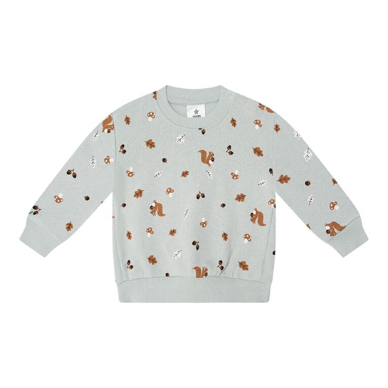Young Original Babies' Printed Crew Sweatshirt, Green Light, hi-res