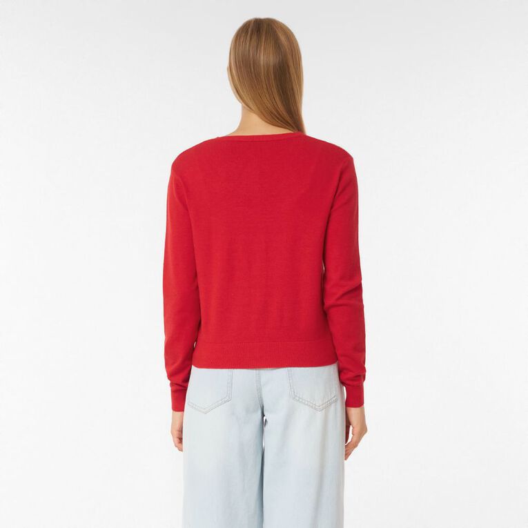 H&H Women's Essential Cardigan, Red, hi-res