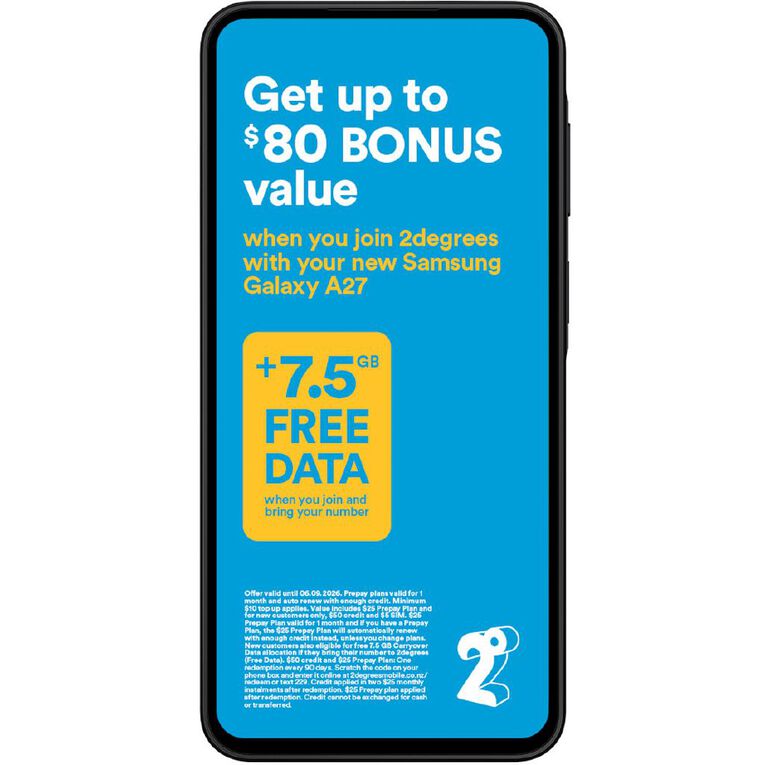 Samsung Galaxy A27 5G 128GB with 2 Degrees Sim Blue, , hi-res