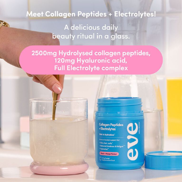 Eve Wellness Collagen Pep Electrolytes Peach Mango 137g, , hi-res