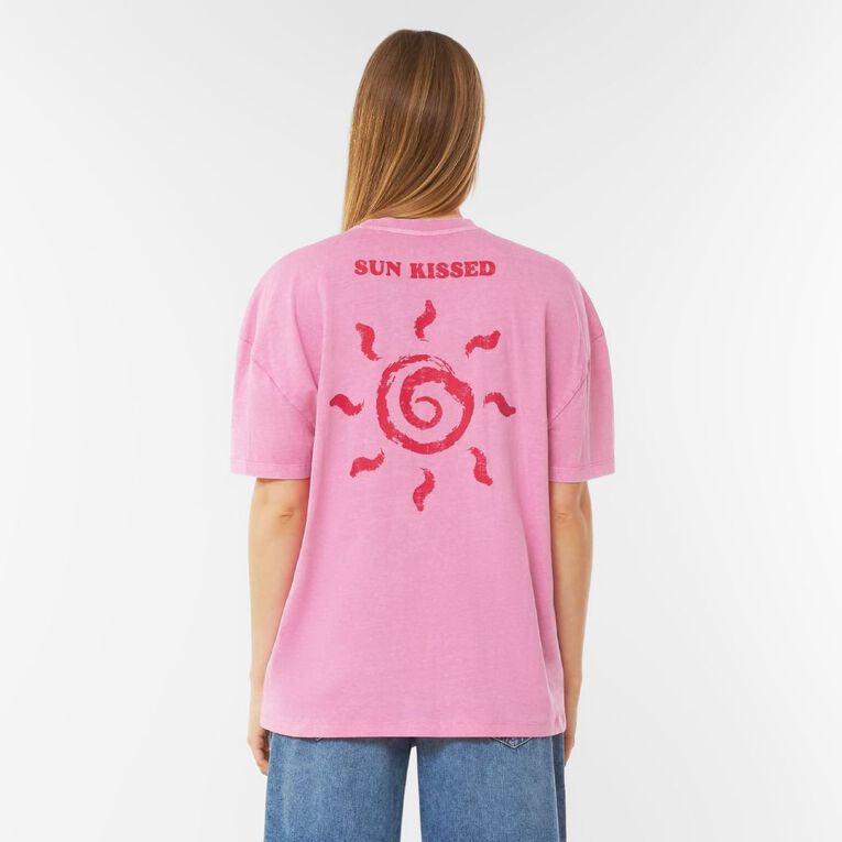 H&H Women's Short Sleeve Boyfriend Graphic Tee, Pink, hi-res