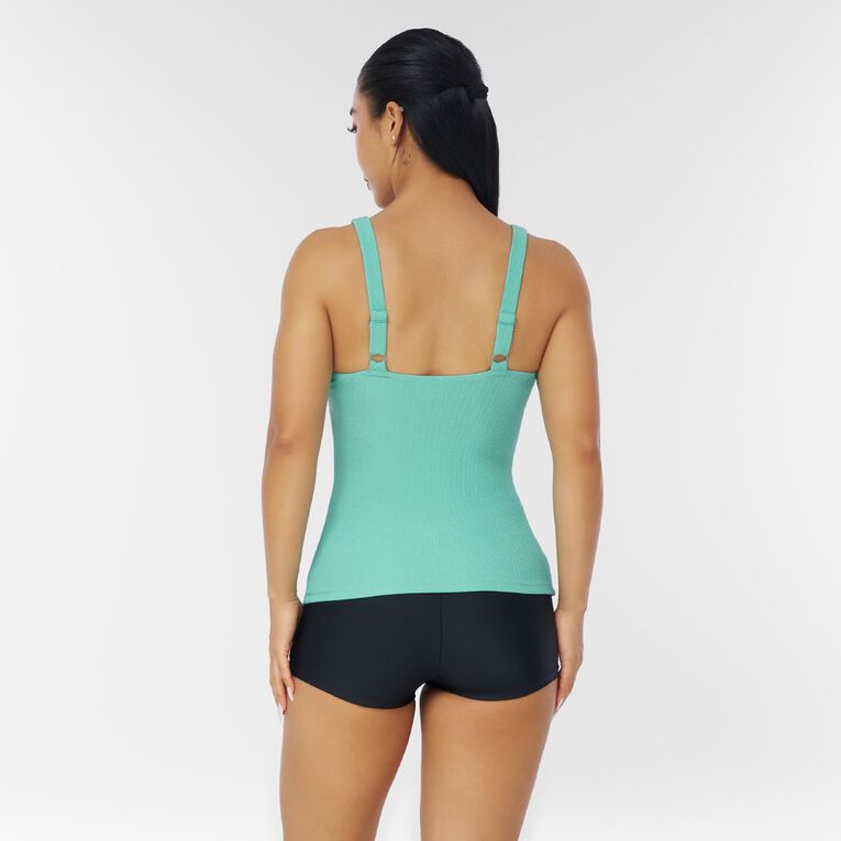 H&H Women's Crinkle Tankini, Green Mid, hi-res