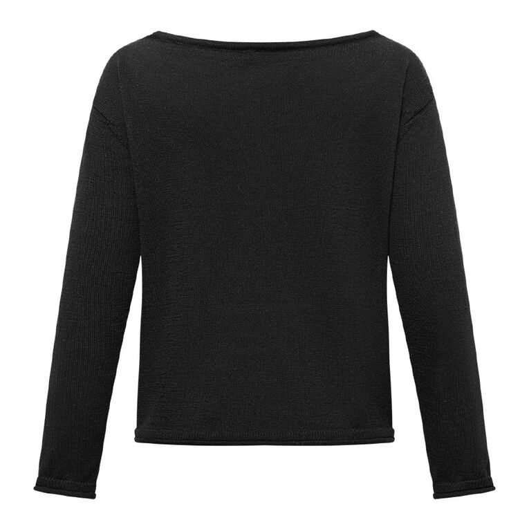 H&H Women's Off Shoulder Long Sleeve Knit, Black, hi-res