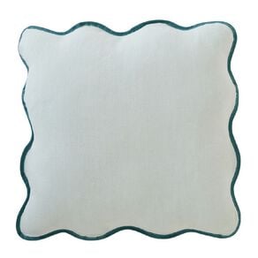 Living & Co Cushion Linen Rich Scallop Green 50cm x 50cm