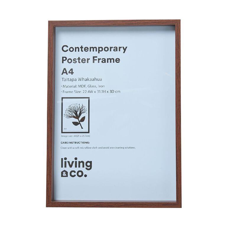 Living & Co Contemporary Poster Frame Walnut Brown Mid A4, , hi-res