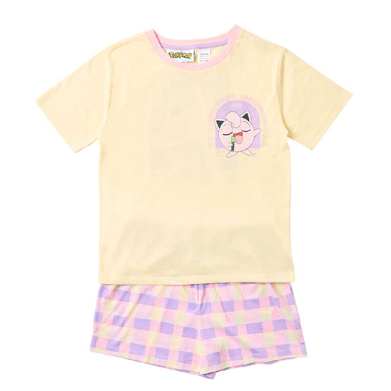 Pokemon Girls' Boxy T-Shirt and Short Pyjama Set, Yellow Light, hi-res