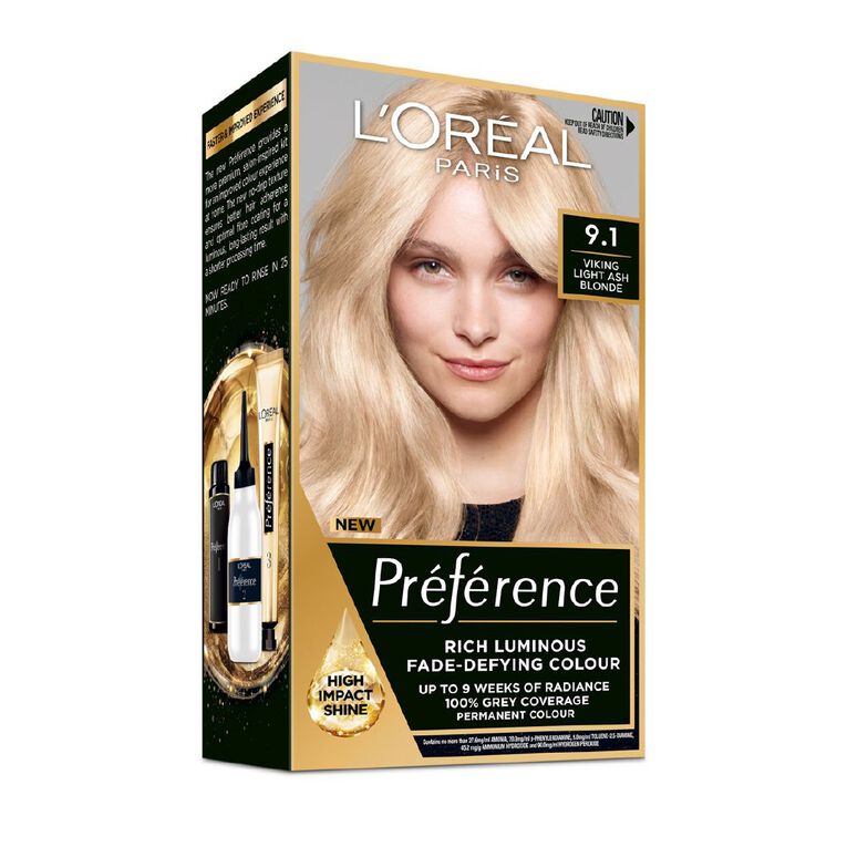 L'Oreal Paris Preference Hair Colour Light Ash Blonde 9.1, , hi-res