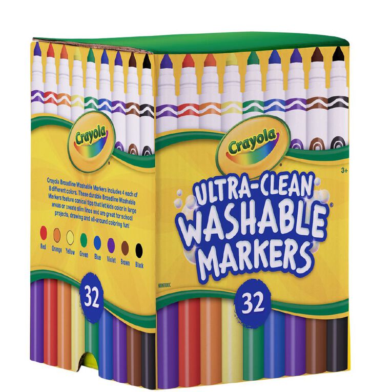 Crayola 32 Pack Classic Ultra-Clean Washable Broadline Marker Deskpack, , hi-res