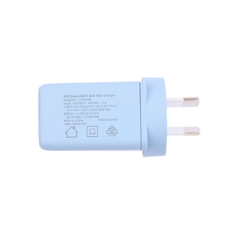 Tech.Inc PD 45W Dual USB-C Fast Charger Mist Blue, , hi-res