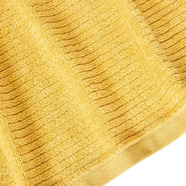 Living & Co Ribbed Spa Towel Yellow 90cm x 150cm, , hi-res