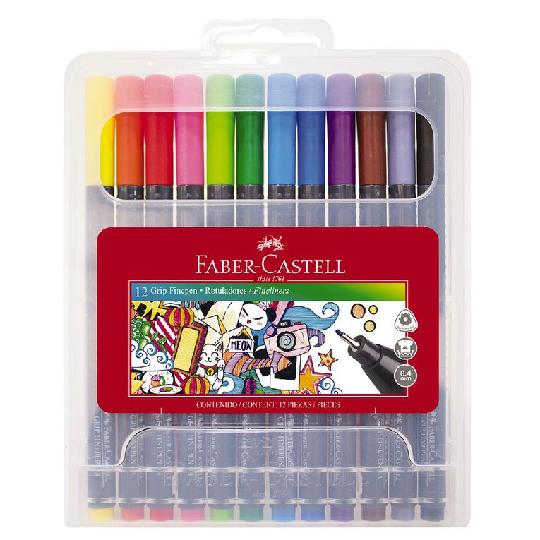 Faber-Castell Grip Fine Pen 0.4mm in Hard Case 12 Pack, , hi-res