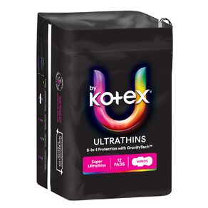 U By Kotex Ultra-thin Super Wings Pads 12 Pack