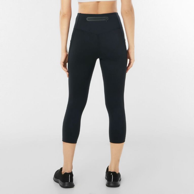 Active Intent Women's Pocket Nylon Crop Leggings, Black, hi-res