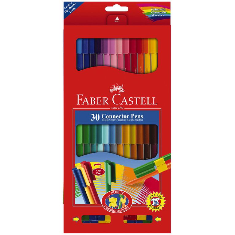Faber-Castell Connector Felt Tip Markers Cardboard Wallet of 30, , hi-res