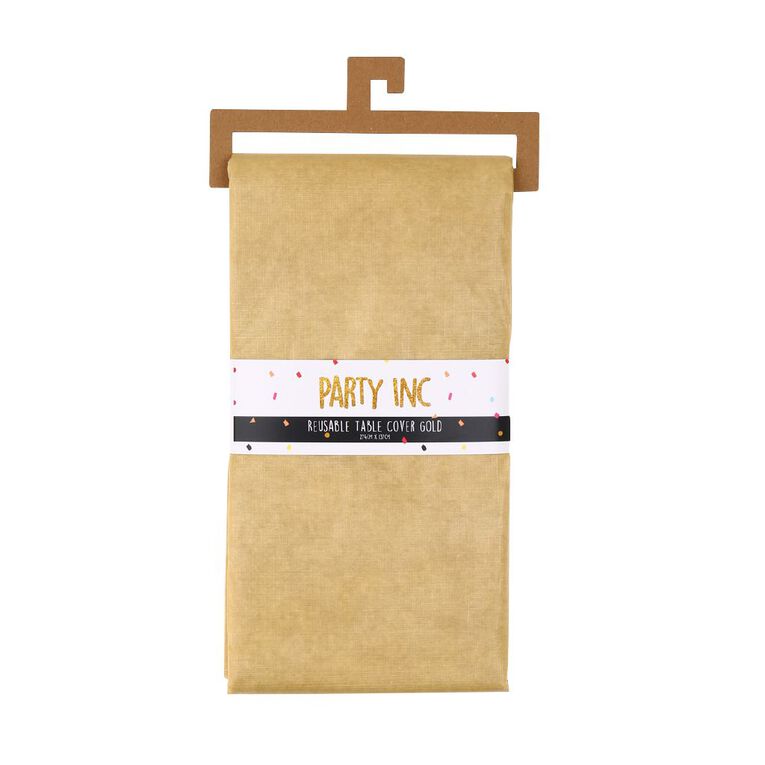 Party Inc Reuseable Table Cover Gold, , hi-res
