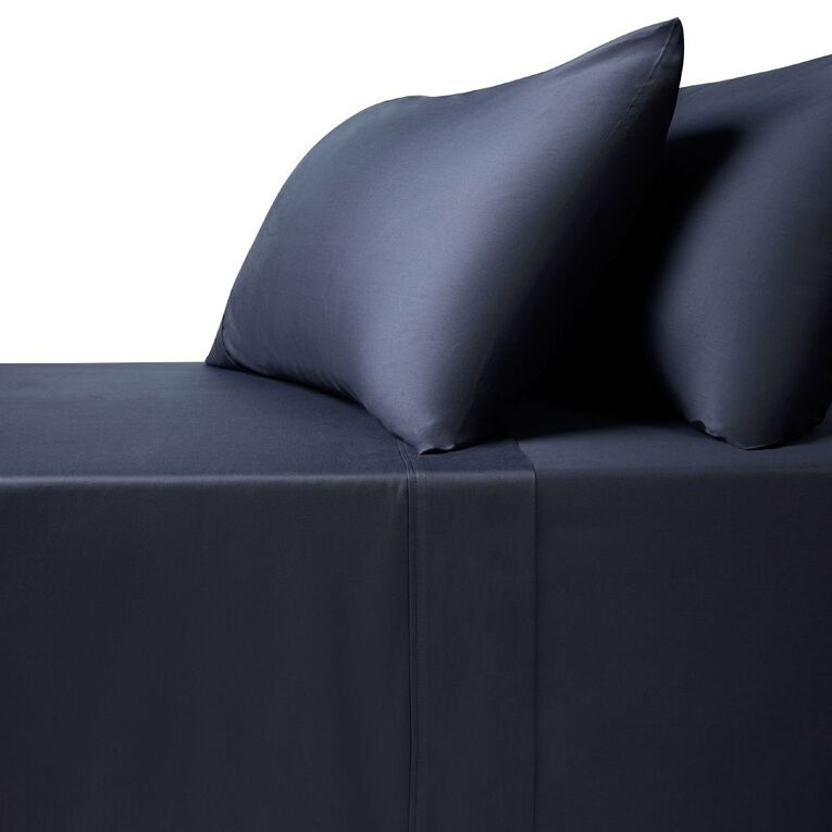 Living & Co 400TC Euro Cotton Sateen Sheet Charcoal Super King, Charcoal, hi-res