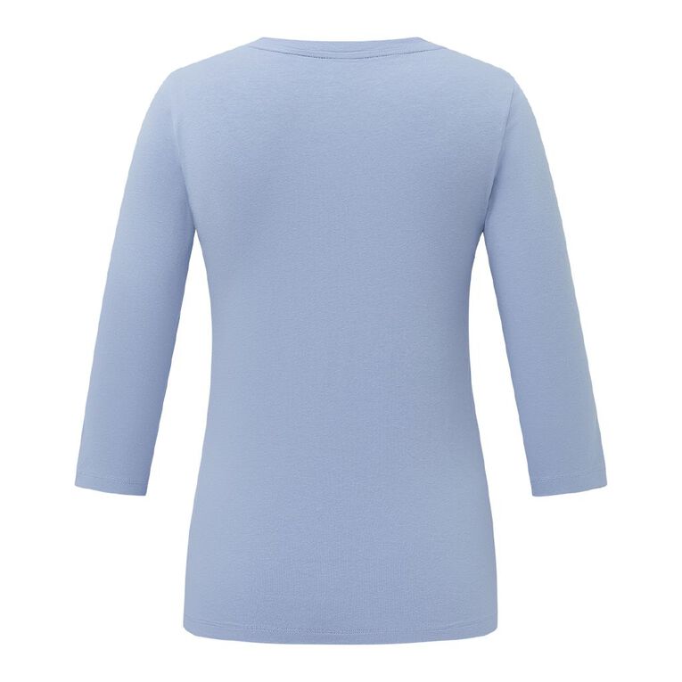 3/4 Sleeve Knit Tee in Vitrines Blue