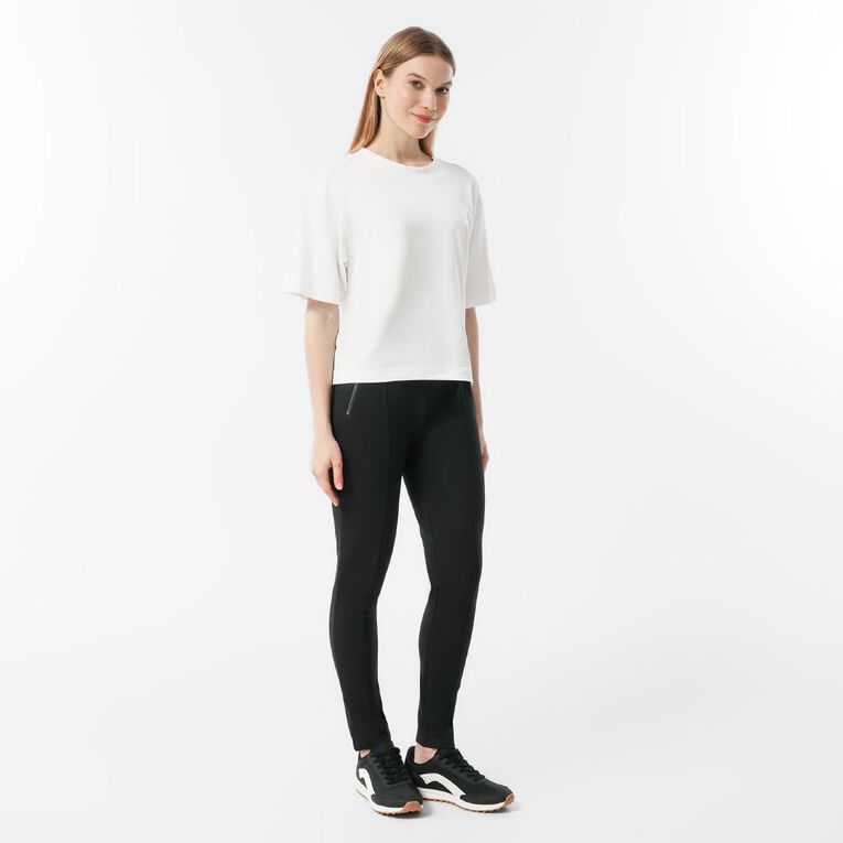H&H Women's Ponte Zip Detail Pants, Black, hi-res