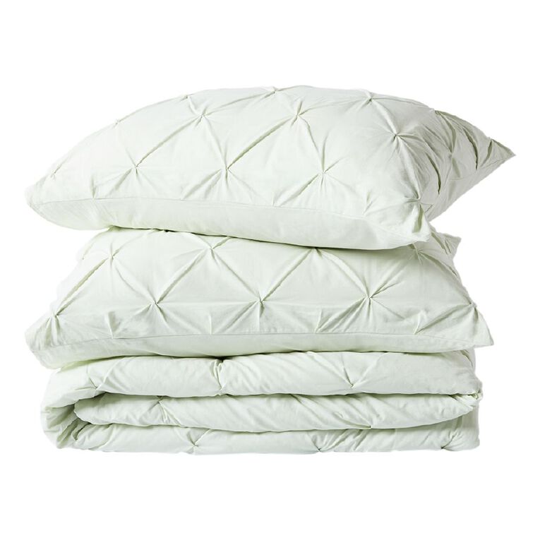 Living & Co 3 Piece Comforter Set Pintuck Green King, , hi-res