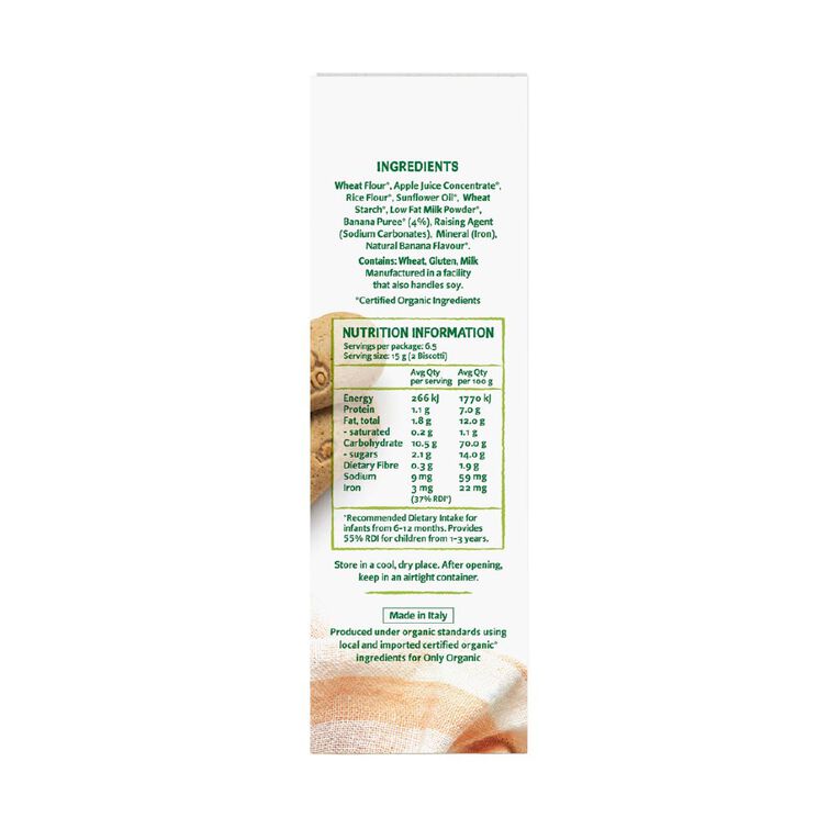 Only Organic Banana Biscotti 10+ Months 100g, , hi-res
